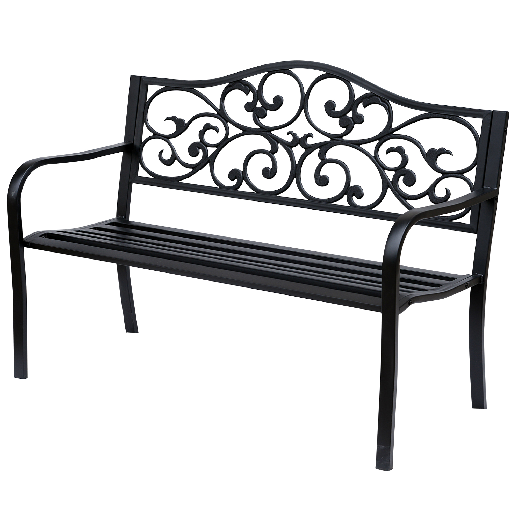 Gartenbank 3 Sitze, Stil Cosy Chic, 127 X 60 X 89 Cm, Schwarz