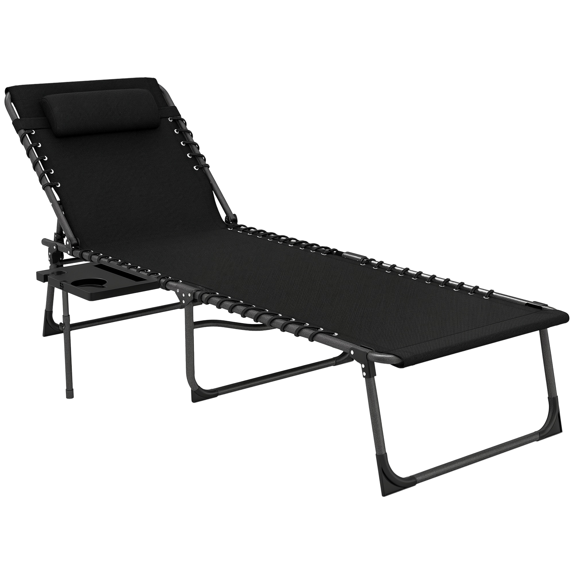 Klappbare Sonnenliege, Verstellbare Rückenlehne 5 Positionen, 190 X 60 X 31 Cm, Schwarz