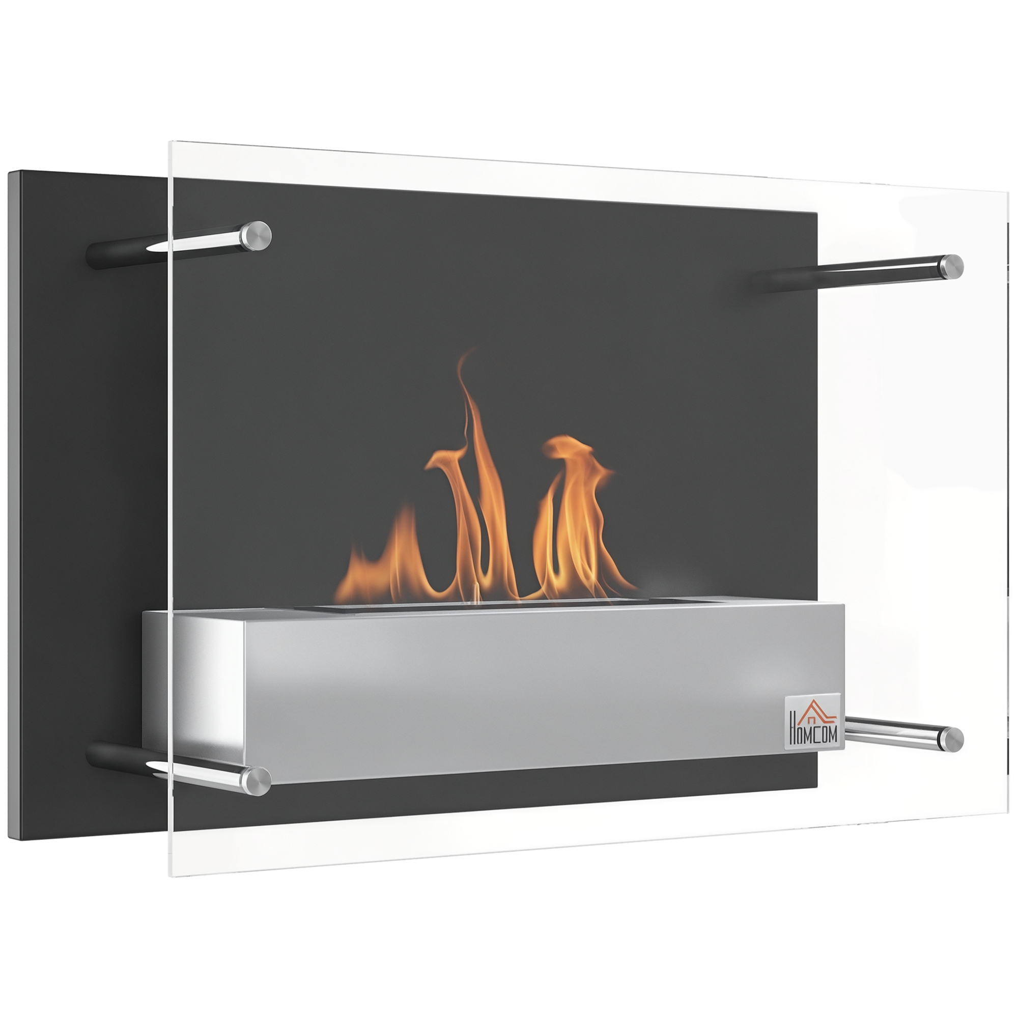 Einbaubarer Wand-bioethanol-kamin, Brenner 0,9 L, 60 X 22 X 40 Cm, Schwarz