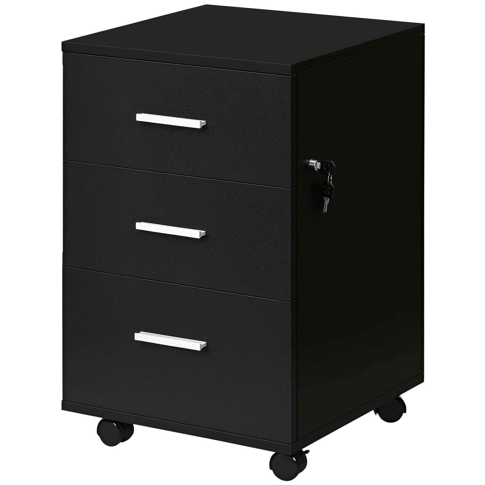 Schreibtischcontainer, Mit Schubladen, 40 X 40 X 62 Cm, Schwarz