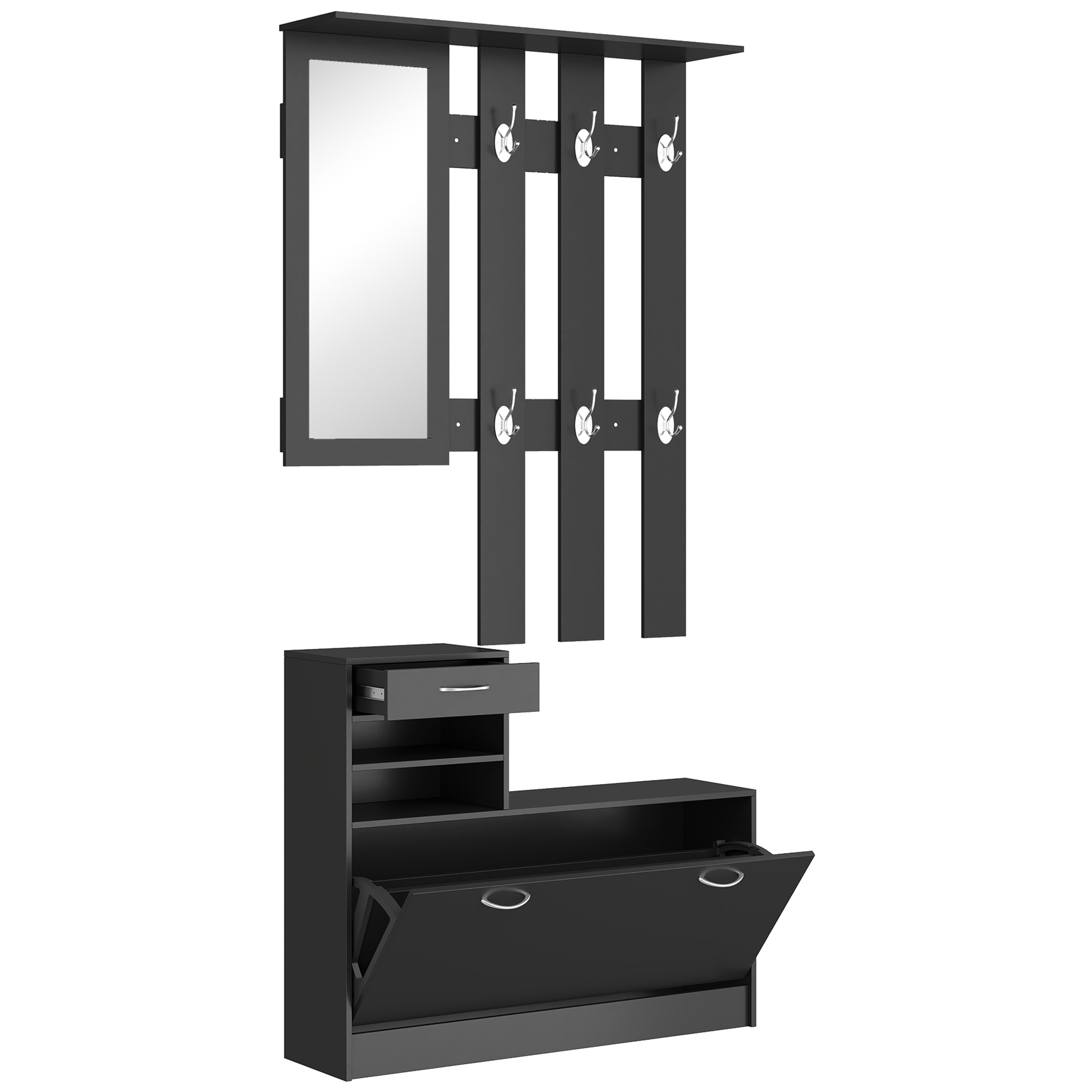 Schuhschrank, 90 X 10 X 91 Cm, Schwarz