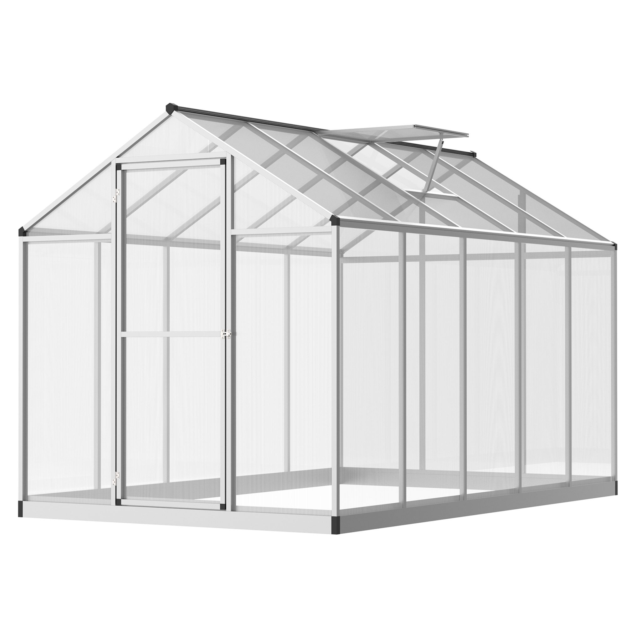Gewächshaus 5,5 M², Mit Fundament Und Dachluke, 303 X 183 X 195 Cm, Transparent