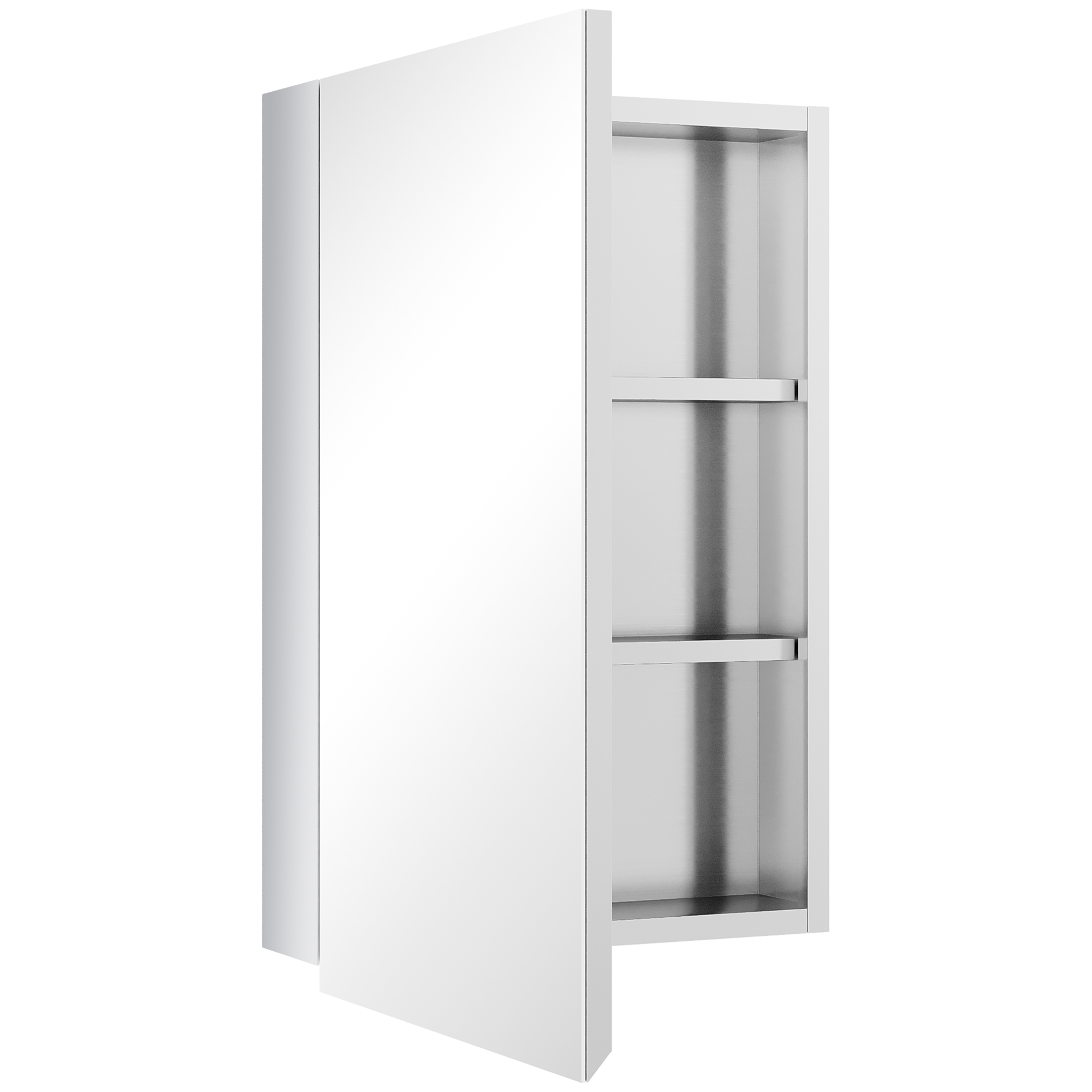 Badezimmer-spiegelschrank, Aus Edelstahl, Zur Wandmontage, 39 X 12 X 60 Cm, Silber