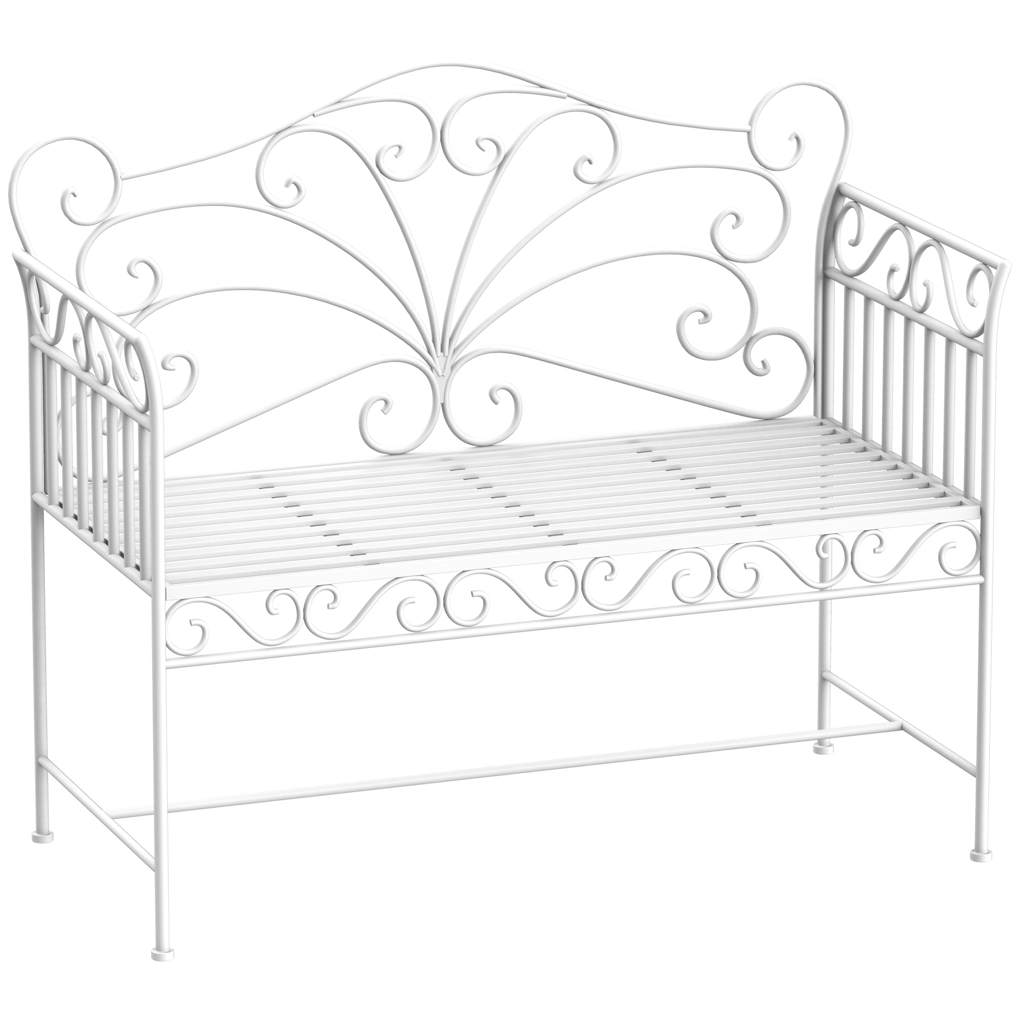 Gartenbank, 2 Sitzer, 113,5 X 50 X 96 Cm, Weiß