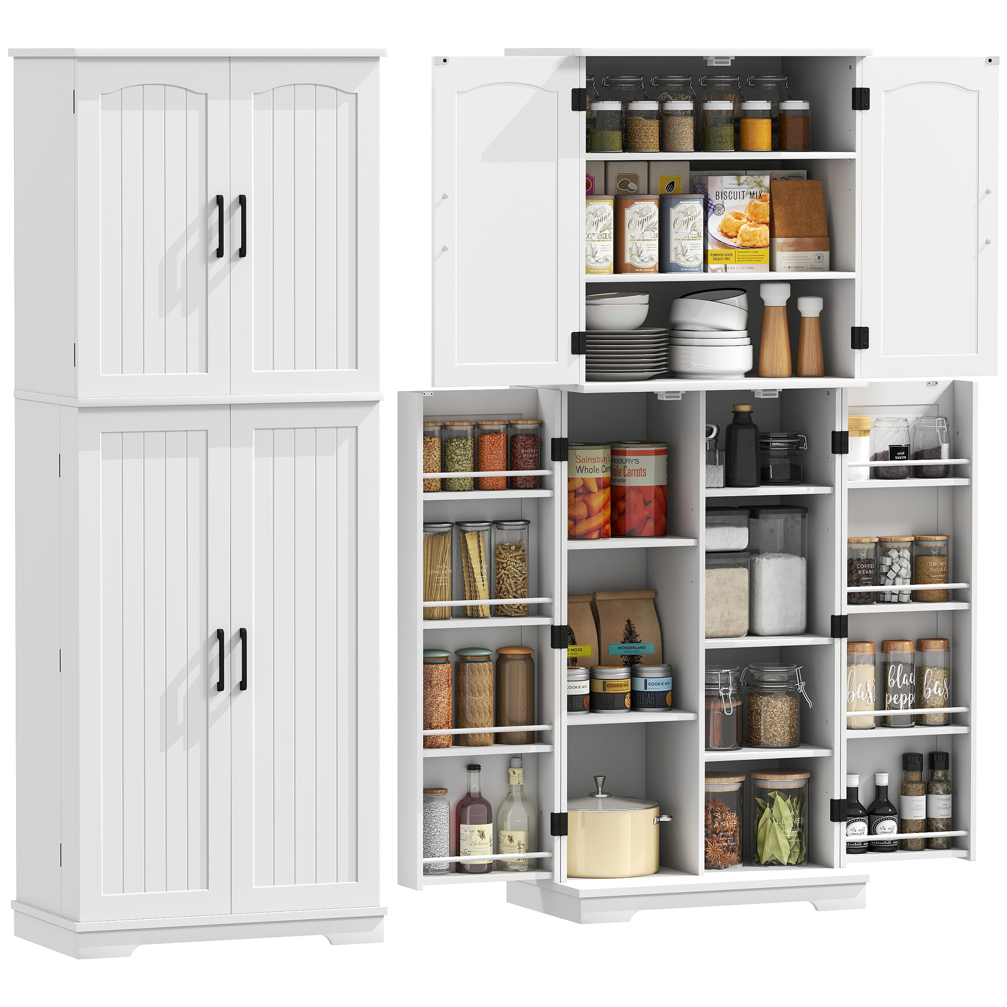 Küchensideboard, Mit Stauraum, 60 X 35 X 162 Cm, Weiß