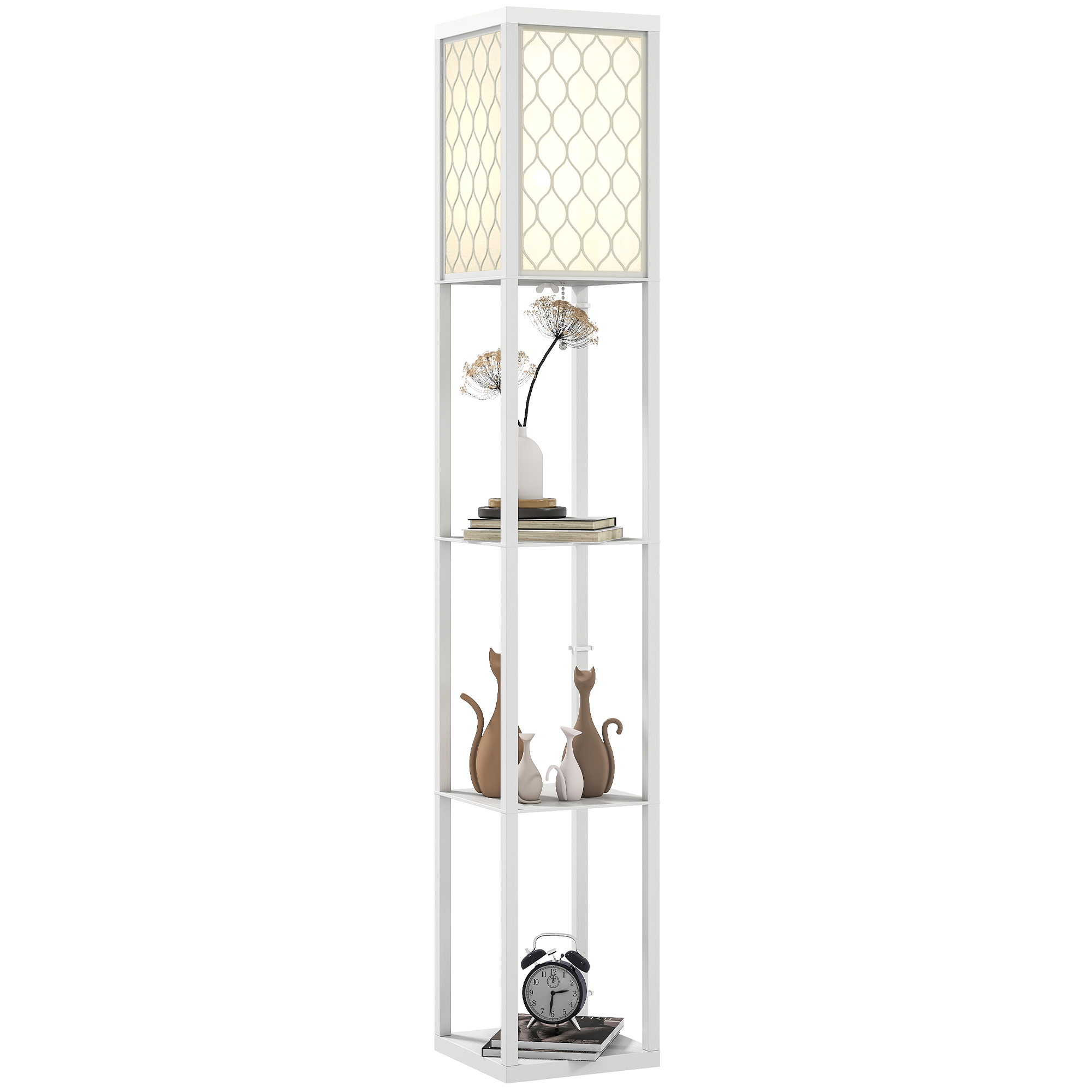 Stehlampe Mit Integrierten Regalen, 26 X 26 X 160 Cm, Weiß
