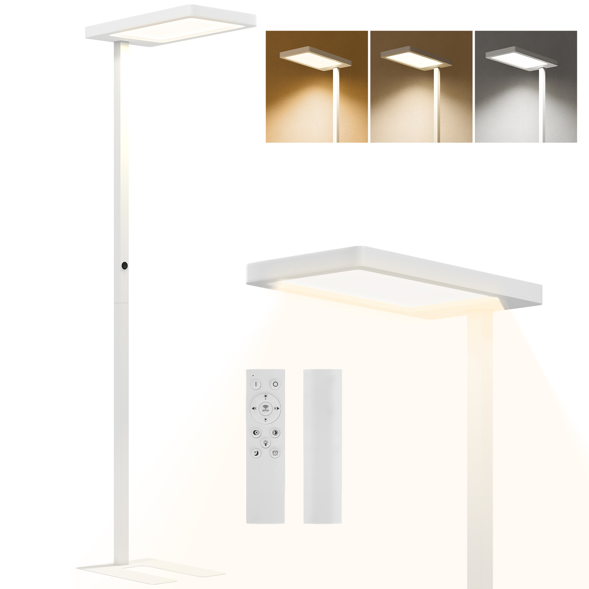 Dimmbare Led-stehlampe Mit Vollem Spektrum, 60 X 32 X 196 Cm, Weiß