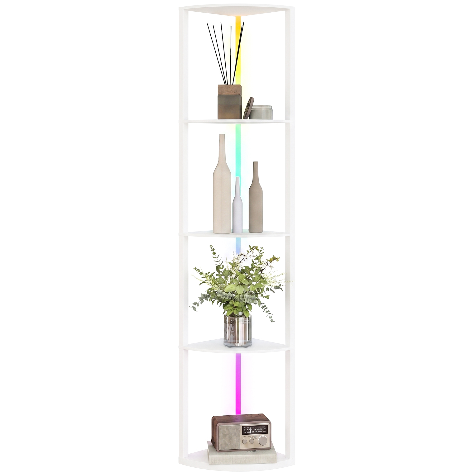 Stehlampe Mit Integrierten Regalen, 42 X 29,5 X 163 Cm, Weiß