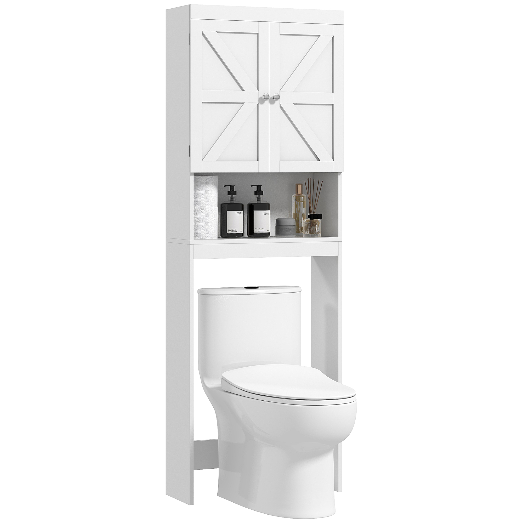 Toiletten-aufsatzschrank, 2 Türen, 58,5 X 23 X 170 Cm, Weiß