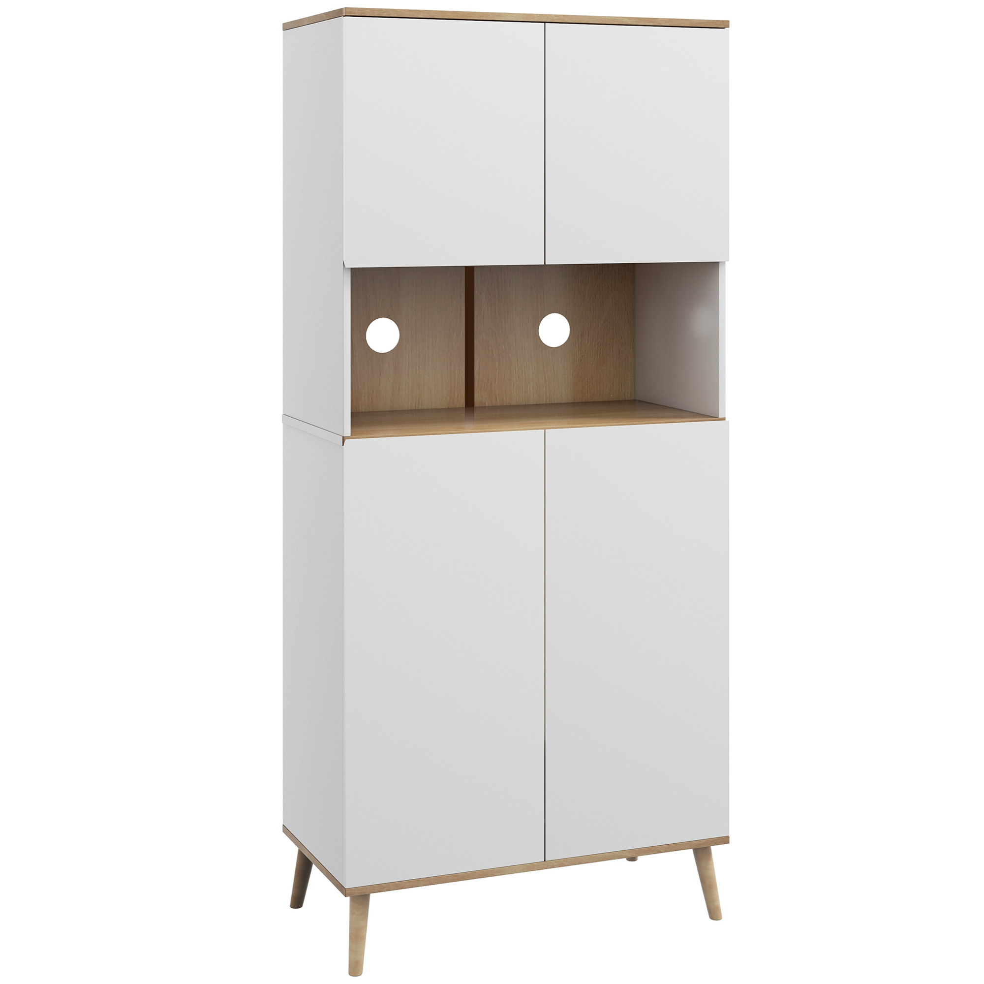 Küchenoberschrank, Mit Türen Und Schubladen, 80 X 40 X 178 Cm, Weiß