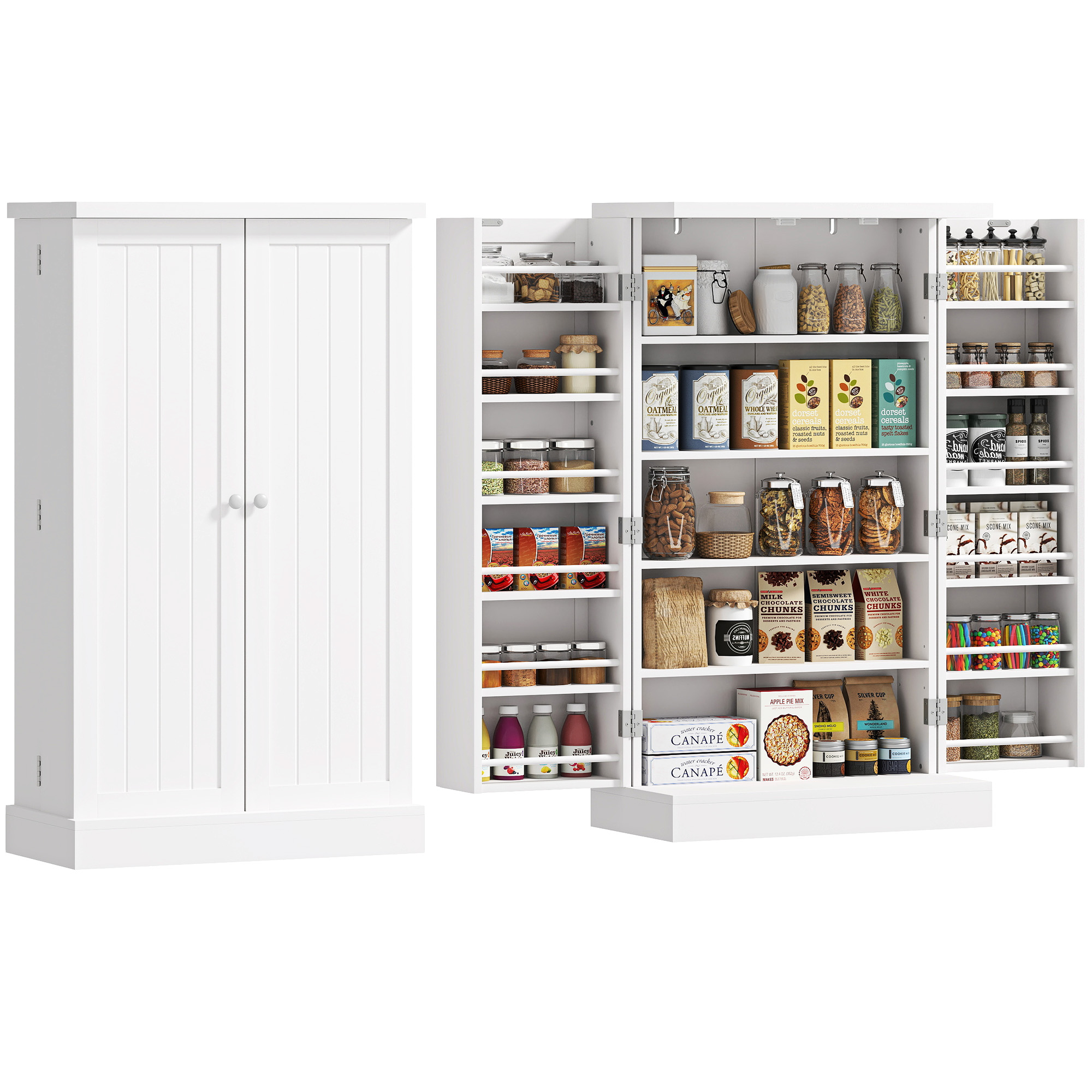 Küchenoberschrank, Mit Türen Und Schubladen, 60 X 30 X 104 Cm, Weiß