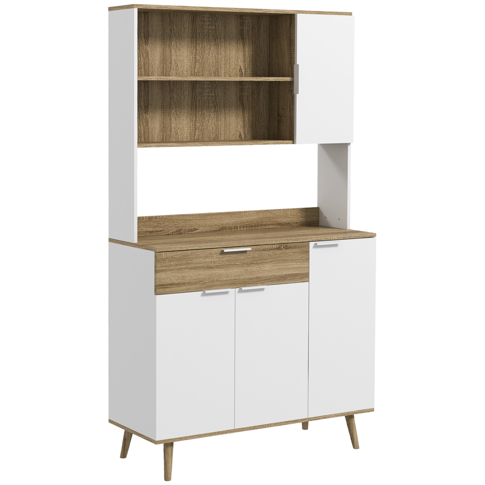 Küchenoberschrank, Mit Türen Und Schubladen, 98 X 39 X 180 Cm, Weiß