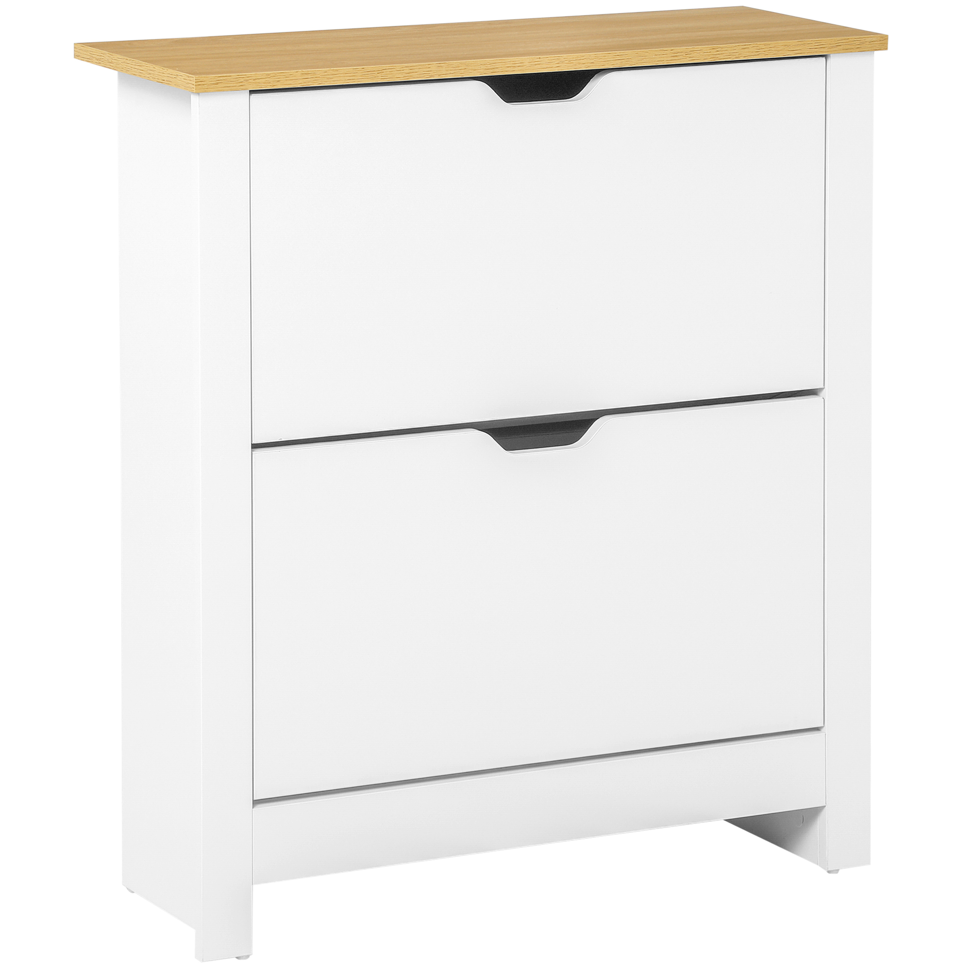 Schuhschrank, Kompakt, 72 X 26 X 80 Cm, Weiß Und Natur