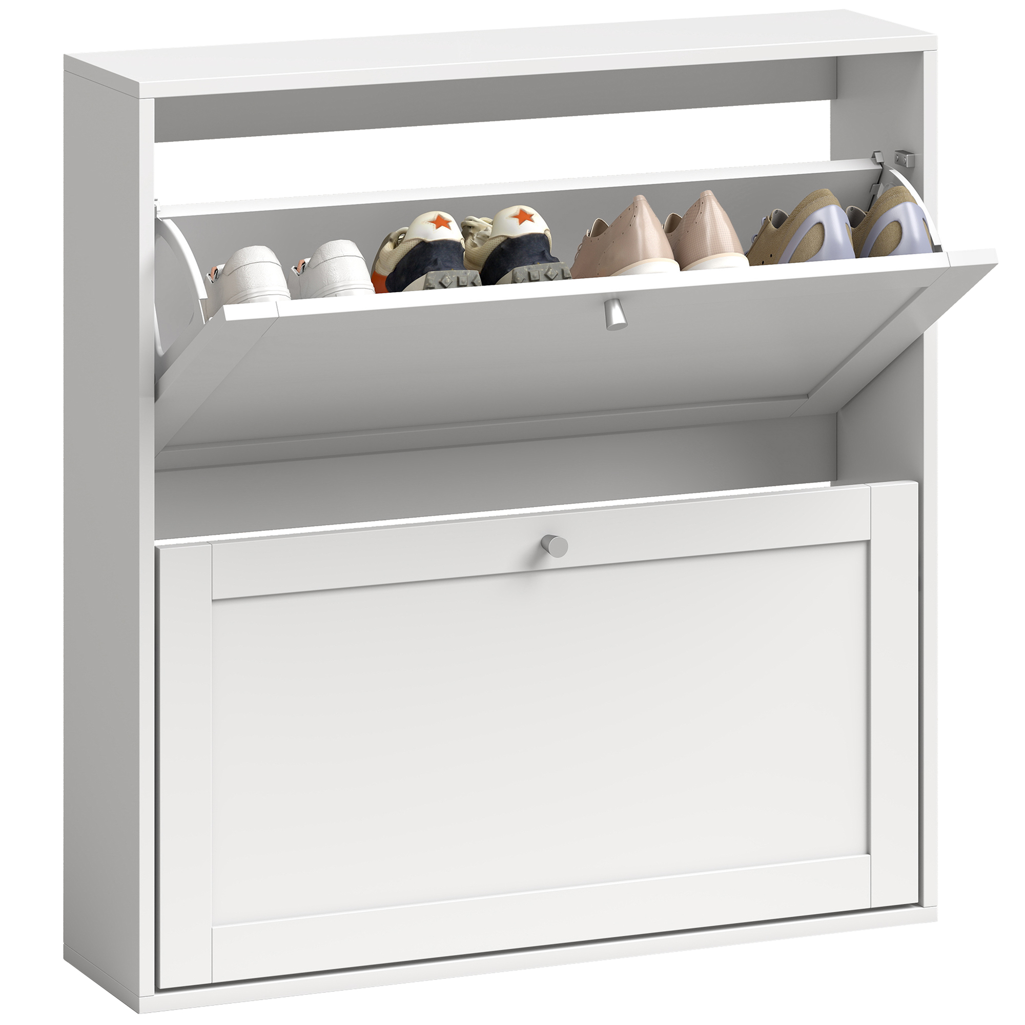 Schuhschrank, Verstellbar, 80 X 20 X 84 Cm, Weiß