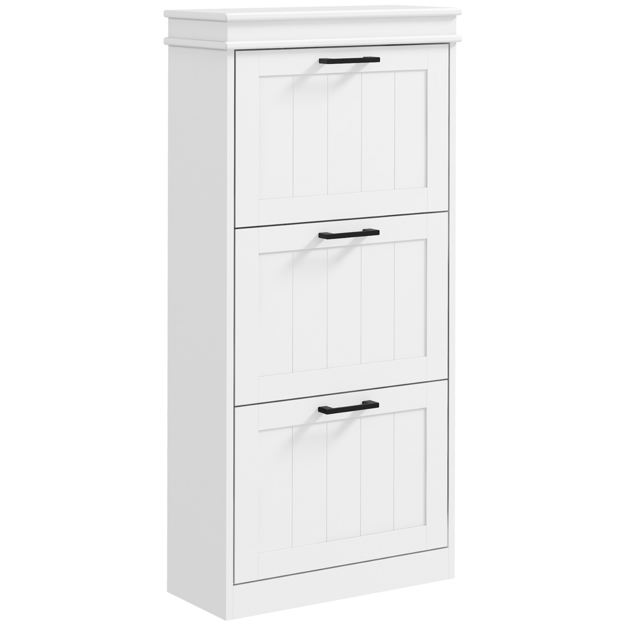 Schuhschrank, Mit Klapptüren, 54 X 24 X 117,5 Cm, Weiß