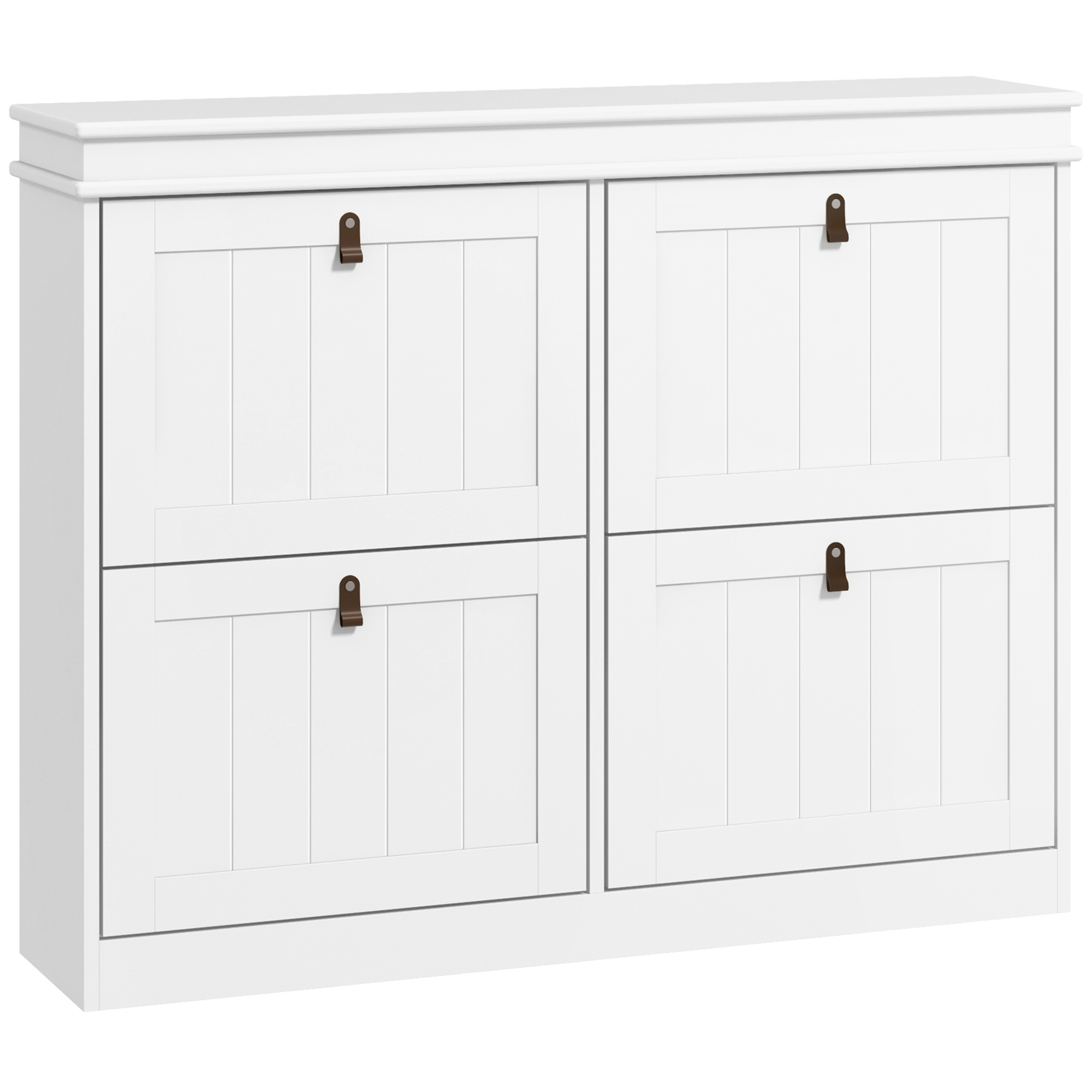 Schuhschrank, Mit Klapptüren, 105 X 24 X 82,5 Cm, Weiß