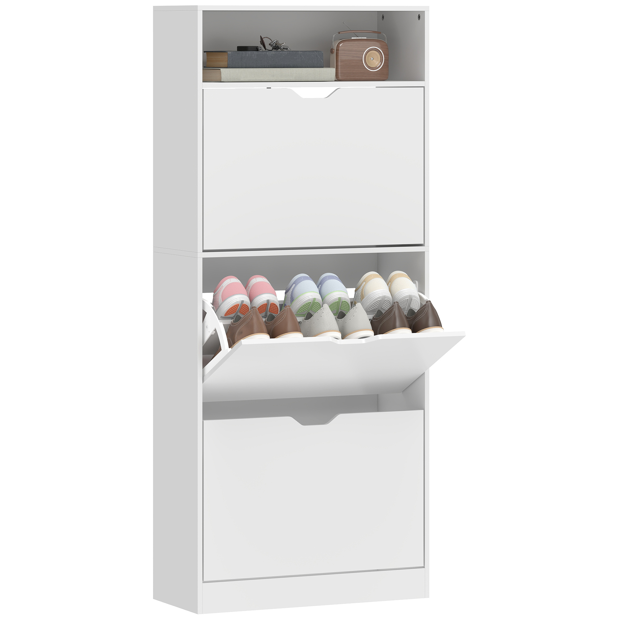 Schuhschrank, Verstellbar, 60 X 26 X 140 Cm, Weiß