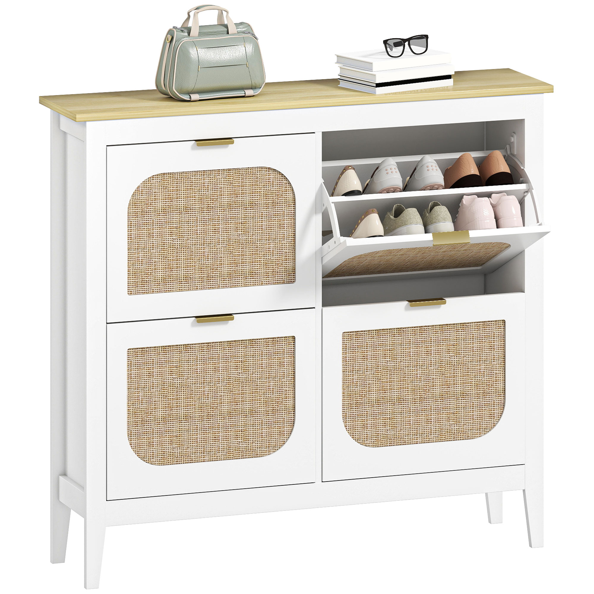 Schuhschrank, 105 X 24 X 95,5 Cm, Weiß