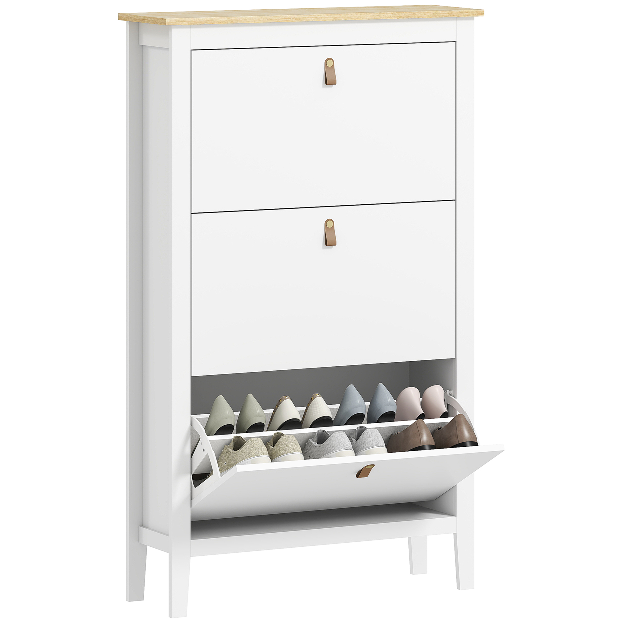 Schuhschrank, Verstellbar, 80 X 24 X 131 Cm, Weiß