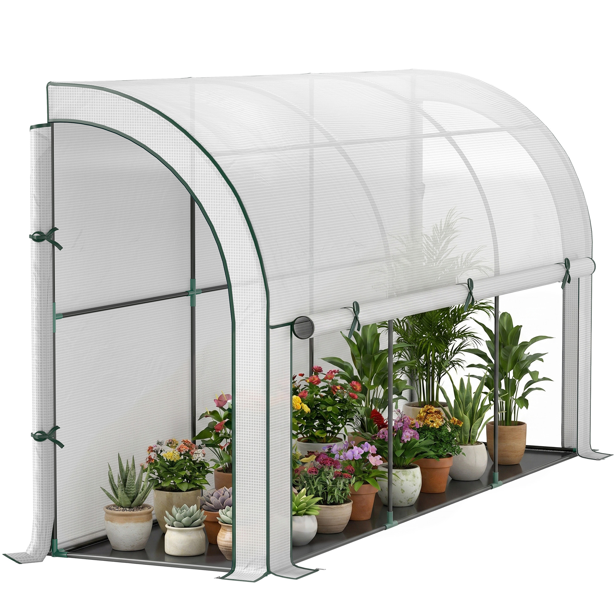 Gewächshaus, Für Den Garten, 300 X 80 X 157 Cm, Weiß