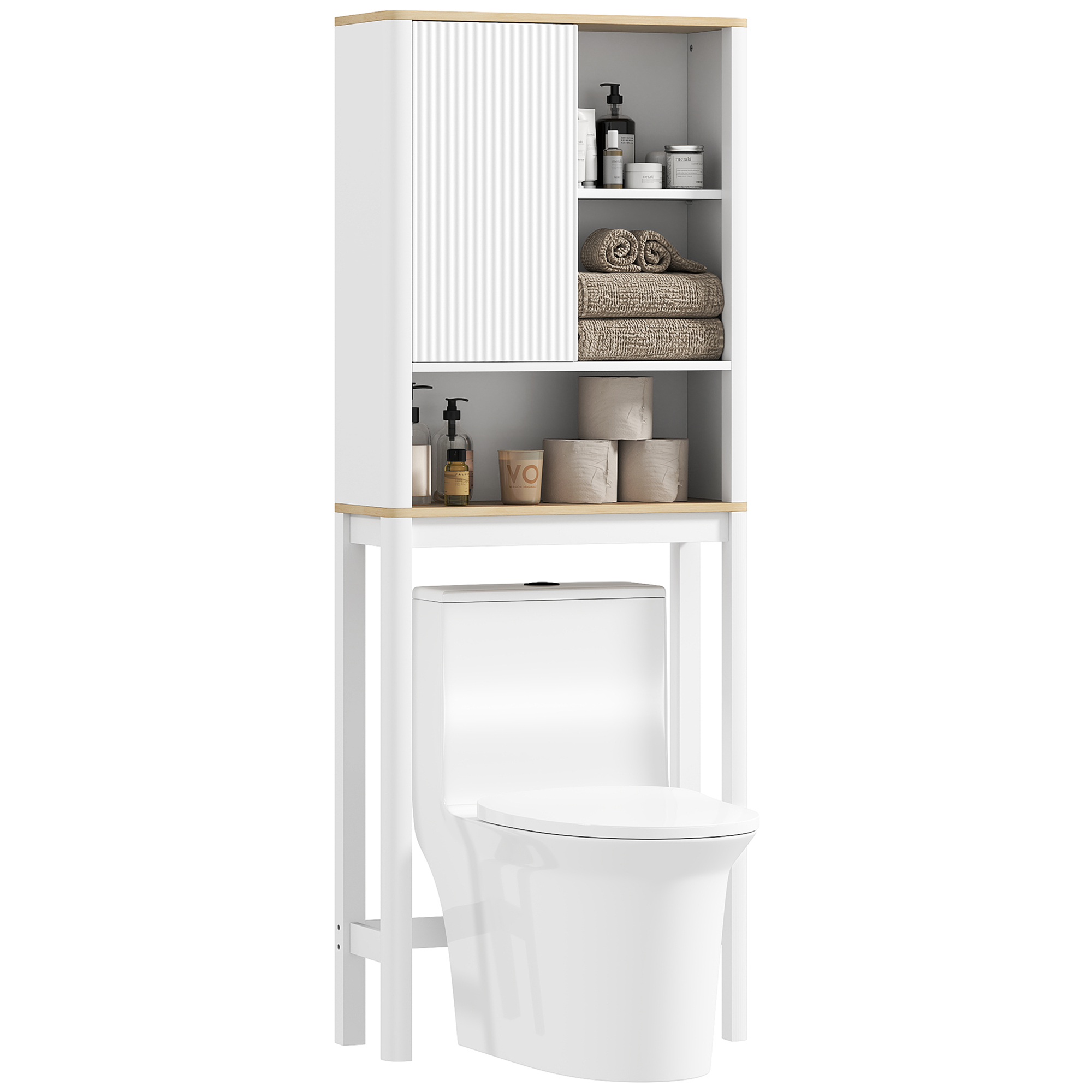 Badezimmermöbel, Mit Regalen, 65 X 25 X 170, Weiß