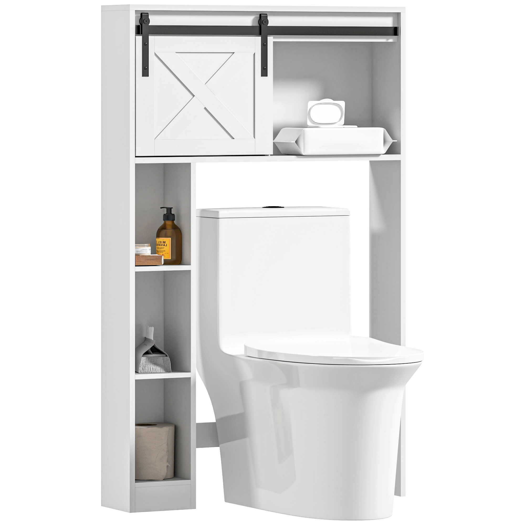 Badezimmermöbel, Mit Regalen, 80 X 17 X 128, Weiß