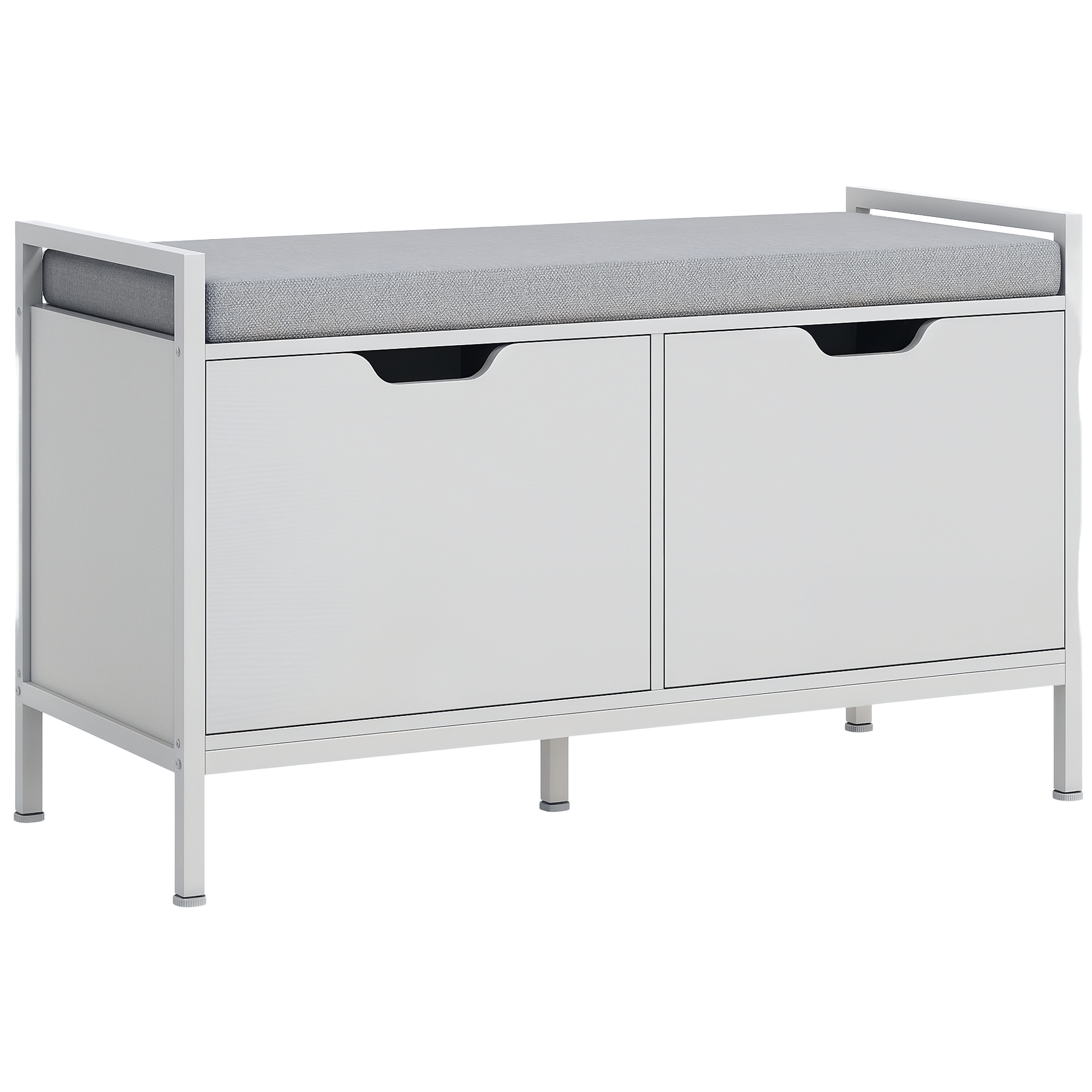 Schuhschrank, Gepolsterte Sitzfläche, 84 X 35 X 50, Weiß