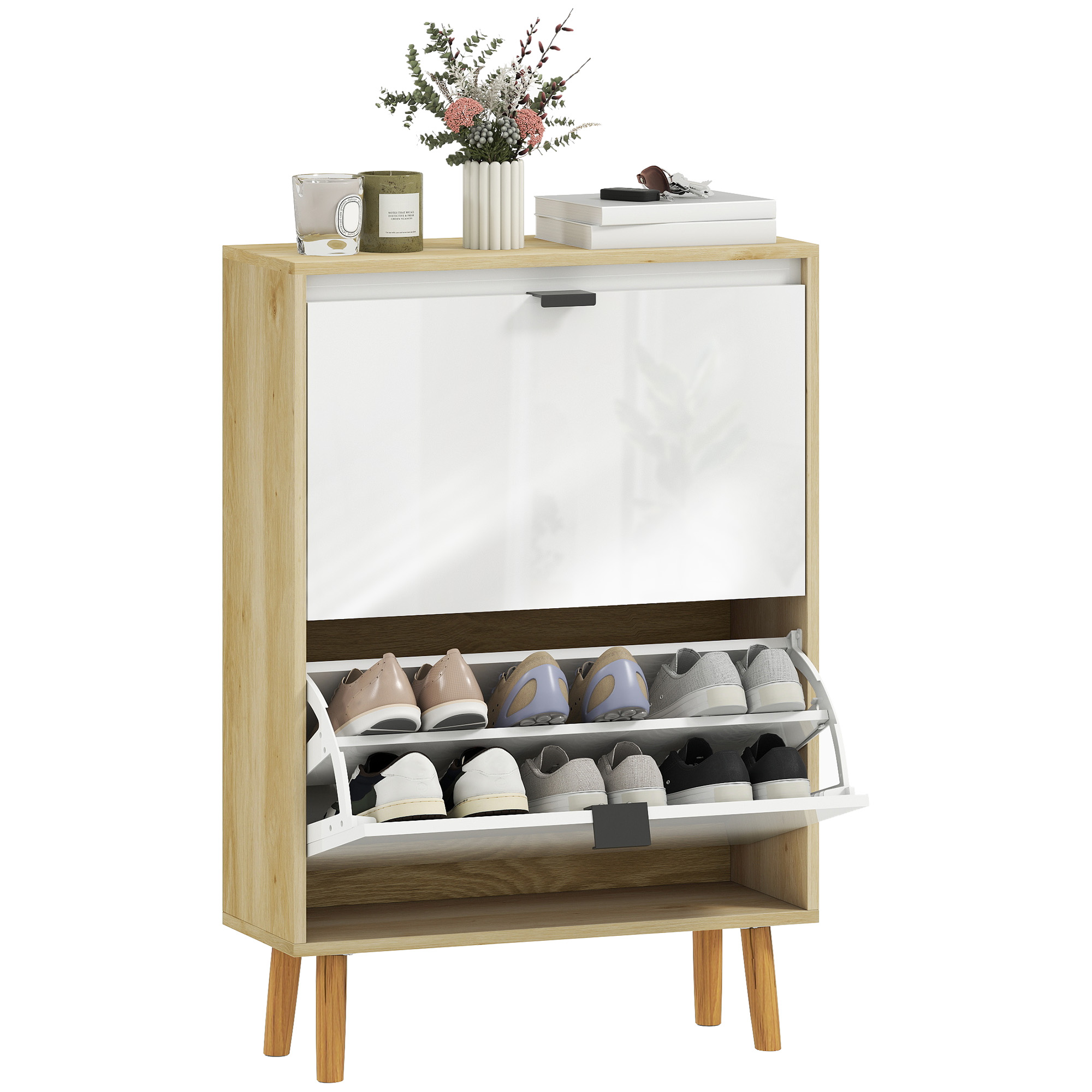 Schmaler Schuhschrank, 60 X 24 X 91 Cm, Weiß
