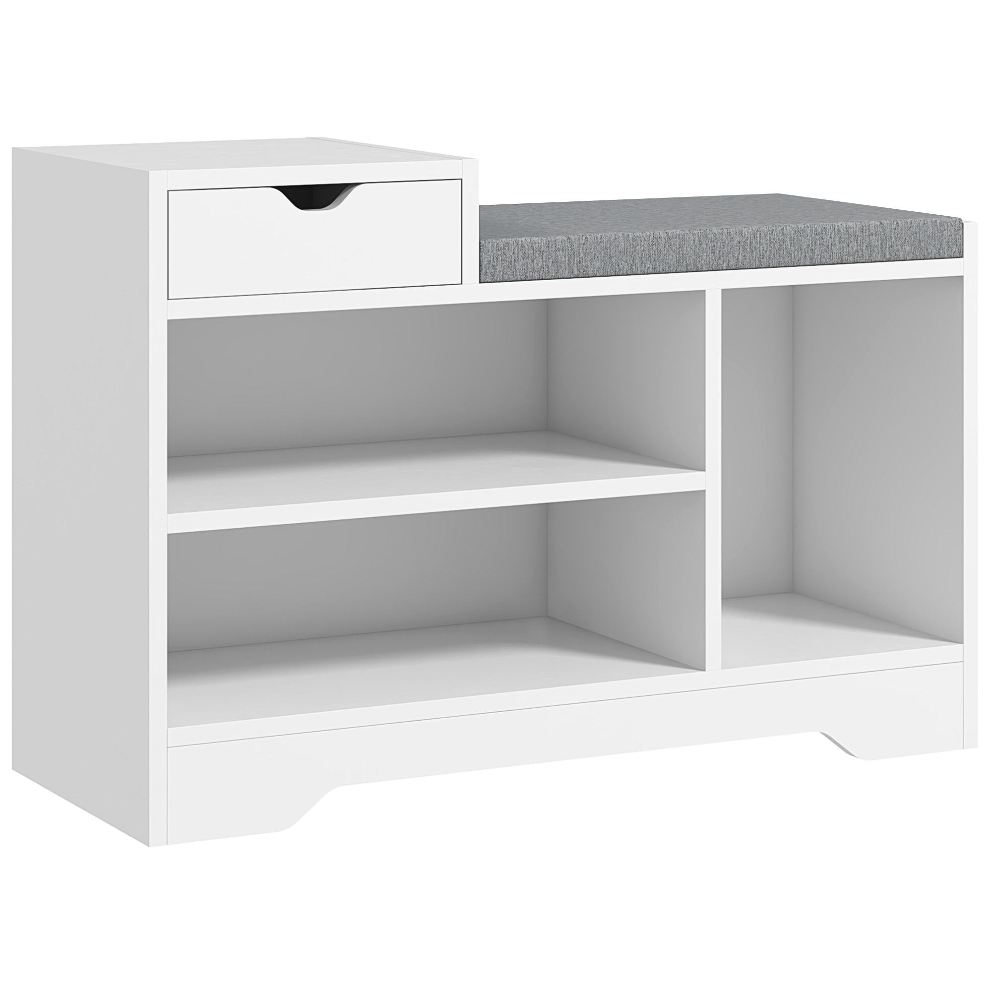 Schuhschrank Und Schuhbank, 1 Schublade, 3 Fächer, 5 Paar, 76,5 X 30 X 52 Cm, Weiß