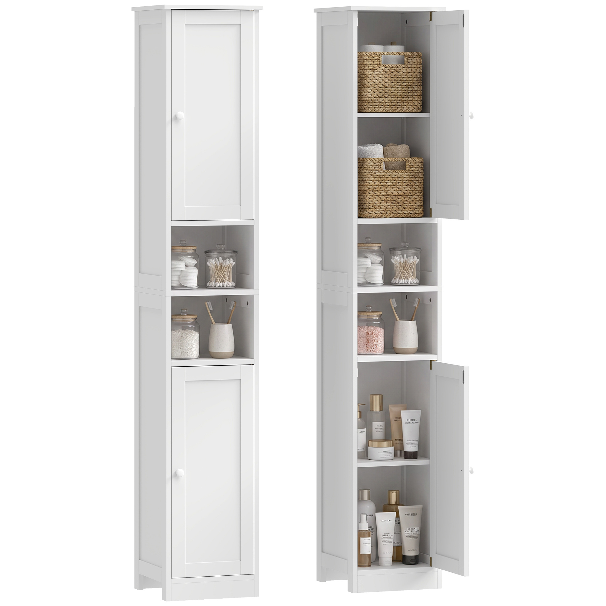 Hoher Badezimmerschrank, 30 X 30 X 170 Cm, Weiß