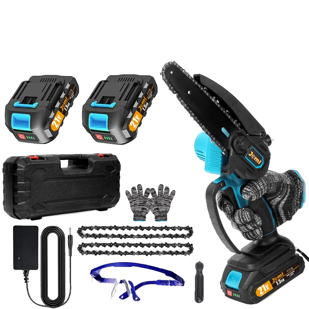 Mini-elektro-kettensäge, Leichtes Design, Hohe Schnittgeschwindigkeit, 2xbatterie 2xkette