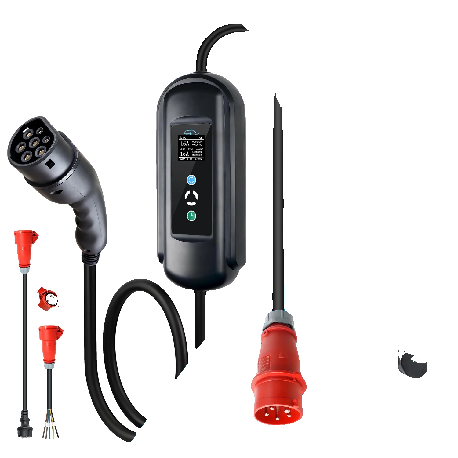 Tragbares Ev-ladegerät, 11kw Leistungsabgabe, Lange Kabellänge, Y 11kw 5m, Typ2-a
