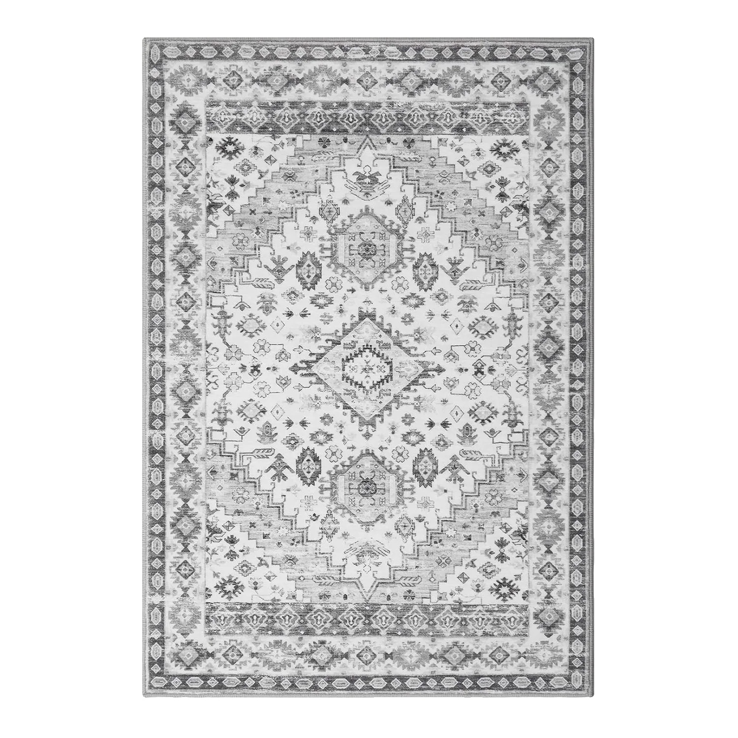 Teppich, Maschinenwaschbar, Rutschfeste Rückseite, Grau-a, 160x230cm