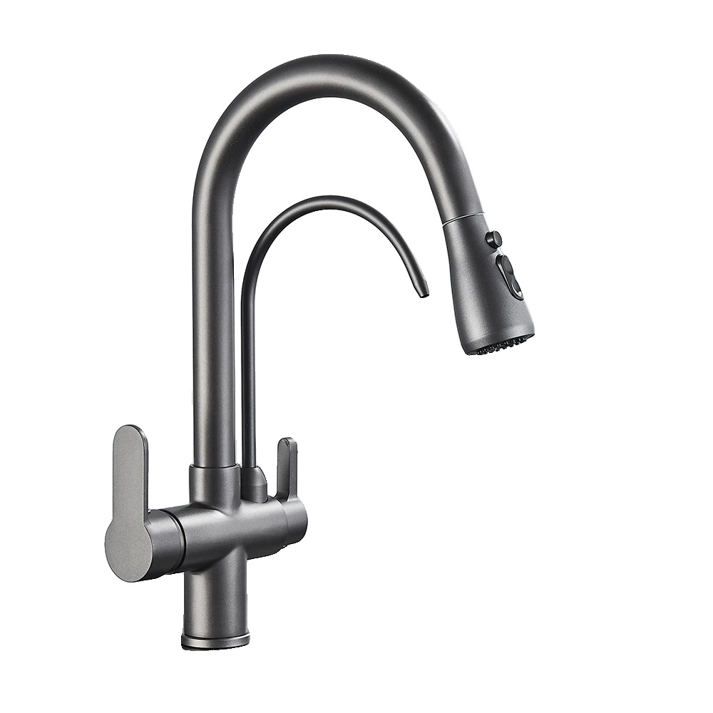 Küchenarmatur, Langlebige Messingkonstruktion, Dual-handle-betrieb, Grau Farbe B