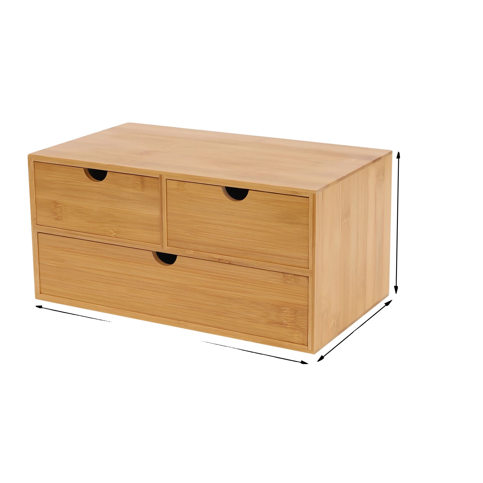 Desktop-organizer, Bambus-konstruktion, Herausziehbare Aufbewahrung, Rohholzfarbe
