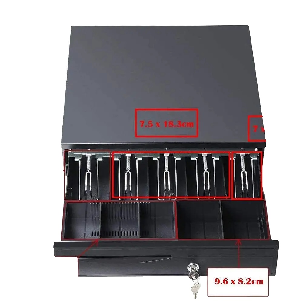 Kassenschublade, Ausziehbares Design, Schlüsselverriegelungsmechanismus, Schwarz