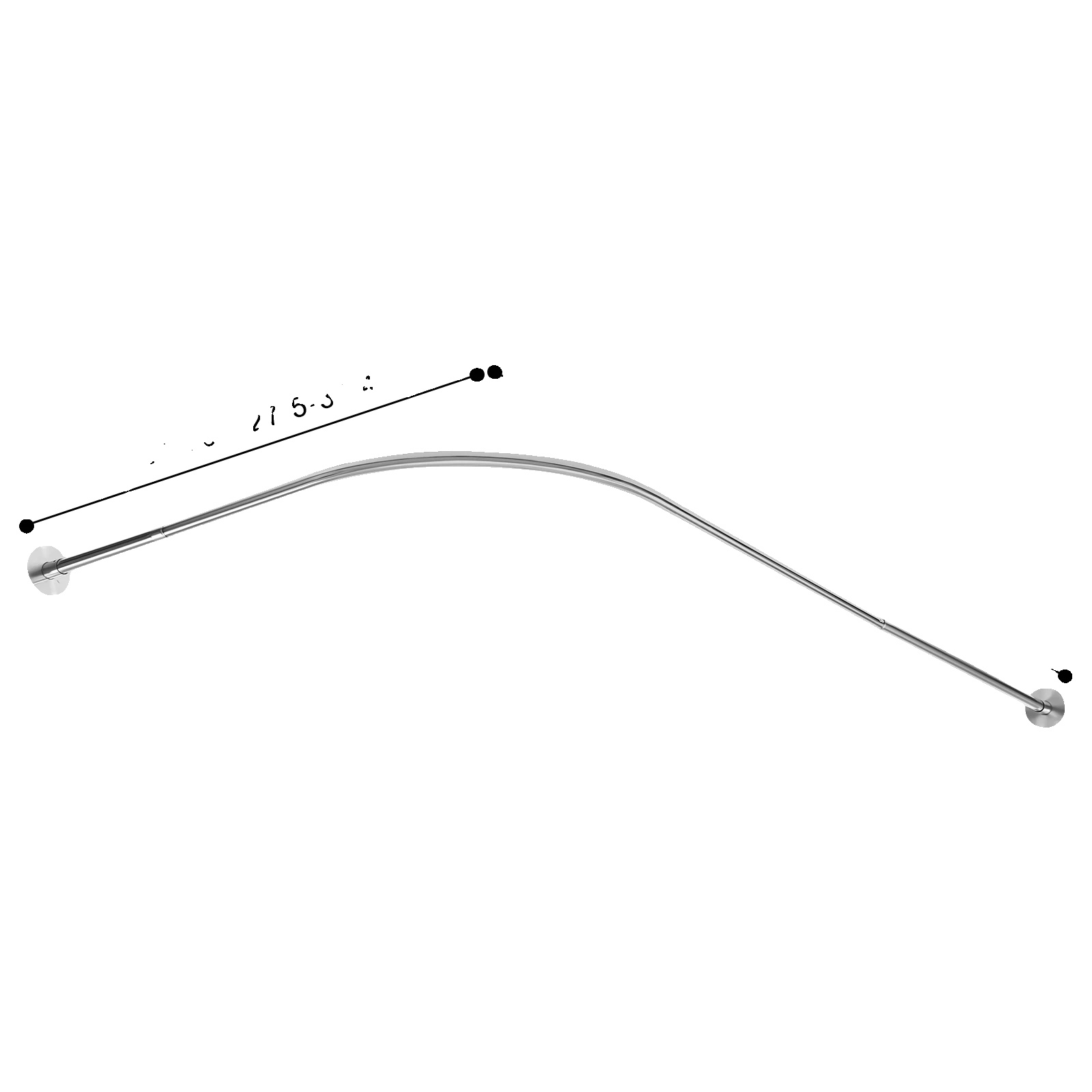 Duschvorhangstange, Verstellbares Design, L-förmige Struktur, Silber
