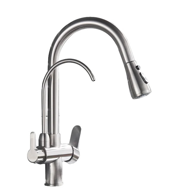 Küchenarmatur, Langlebige Messingkonstruktion, Dual-handle-betrieb, Bürstetes Nickel B