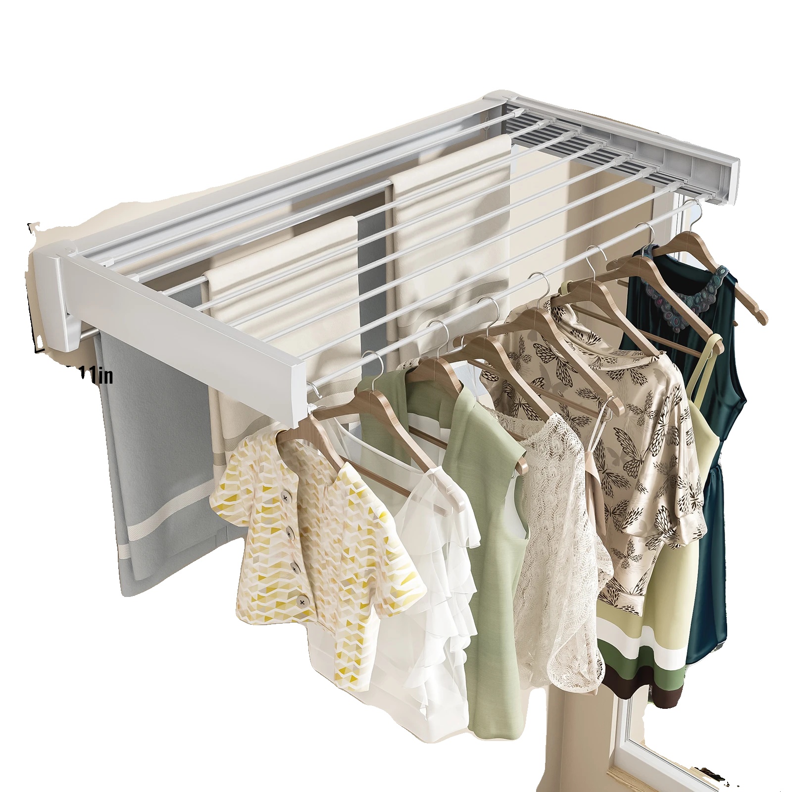 Wäscheständer, Wandmontage, Platzsparendes Design, 8 Striche