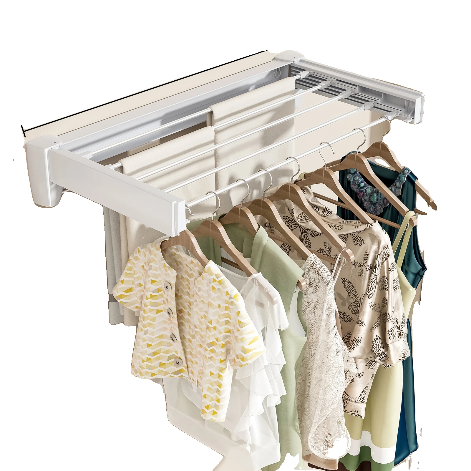 Wandmontierter Trockenständer, Platzsparendes Design, Hohe Tragfähigkeit, 5 Striche