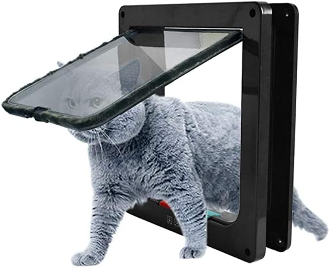 Katzenklappe Für Katzen, Hunde Oder Kleintiere, Steuerbar, Abschließbar, Einfach Zu Montieren (m, Schwarz)