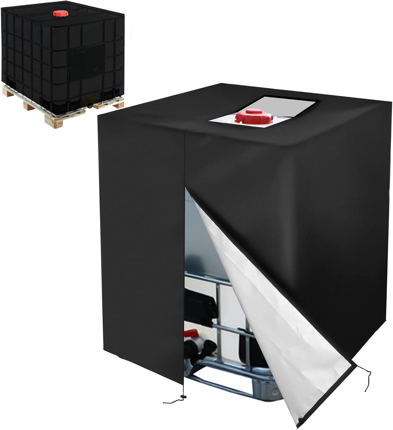 Cspone 1000l Ibc-wassertankabdeckung, Regenwasserbehälterabdeckung Mit Reißverschluss, Winddicht, Uv-beständig, Reißfest (420d)