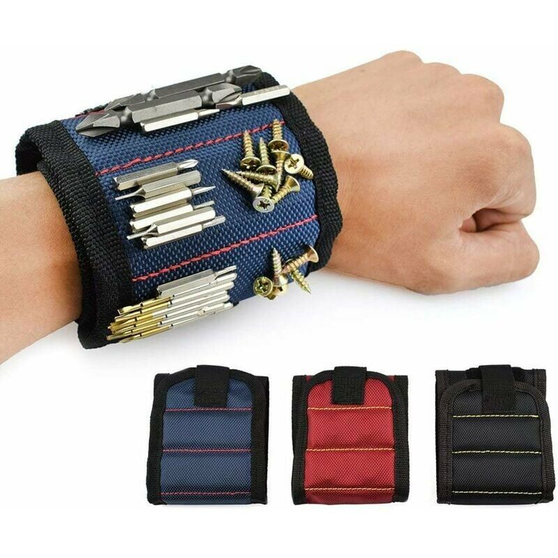Magnetarmband Mit 10 Starken Magneten Zum Halten Von Schrauben, Nägeln, Bits, Unterlegscheiben, Bolzen, Scheren, Kleinen Werkzeugen Und Schraubenetuis, Bohrern (blau).
