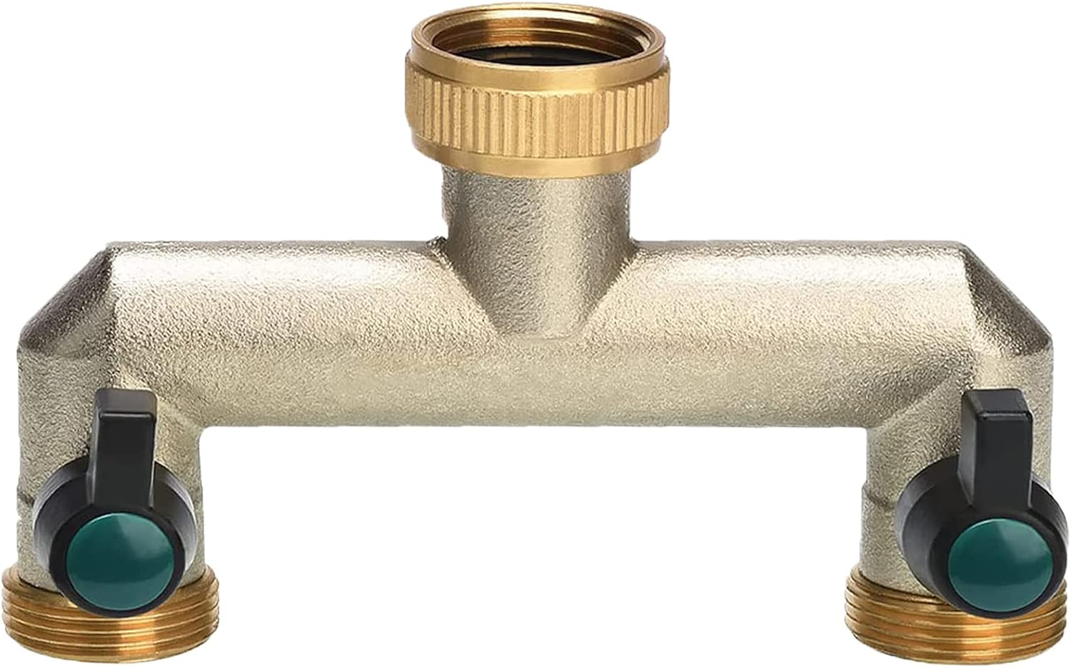 2-wege-wasserverteiler Aus Messing Für Gartenarmaturen, 3/4"-innengewinde Auf 3/4"-außengewinde, 2-wege Mit Kugelventil