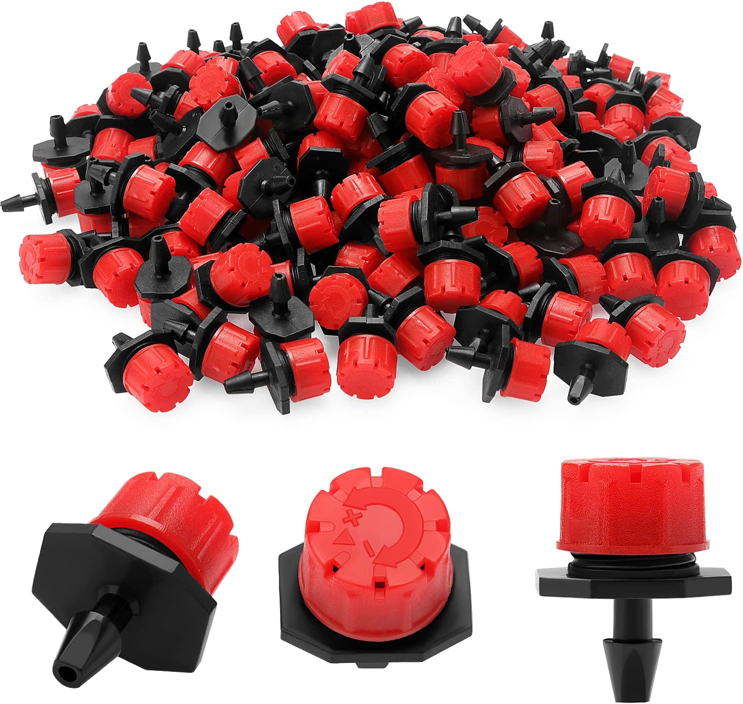 200 Stück Verstellbare Bewässerungstropfermikroplastik-tropfbewässerungs-tropfer, Sprinklerkopf Für Blumenbeete, Gärten, Rasenflächen, Rot