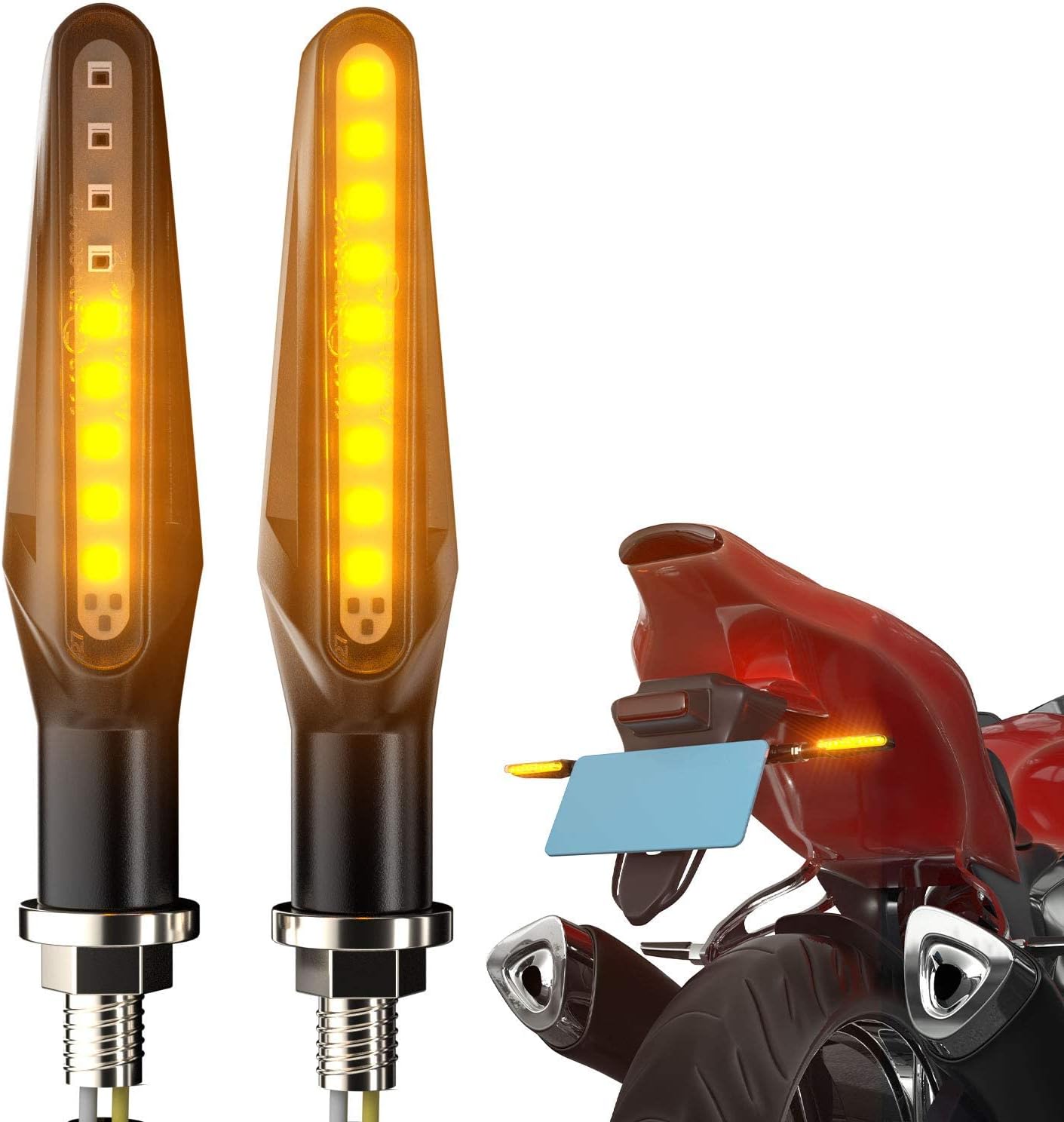 Universelle Led-blinker Für Motorräder, Zugelassene Sequentielle Led-blinkerlampen, Gelb, E24, 2er-pack