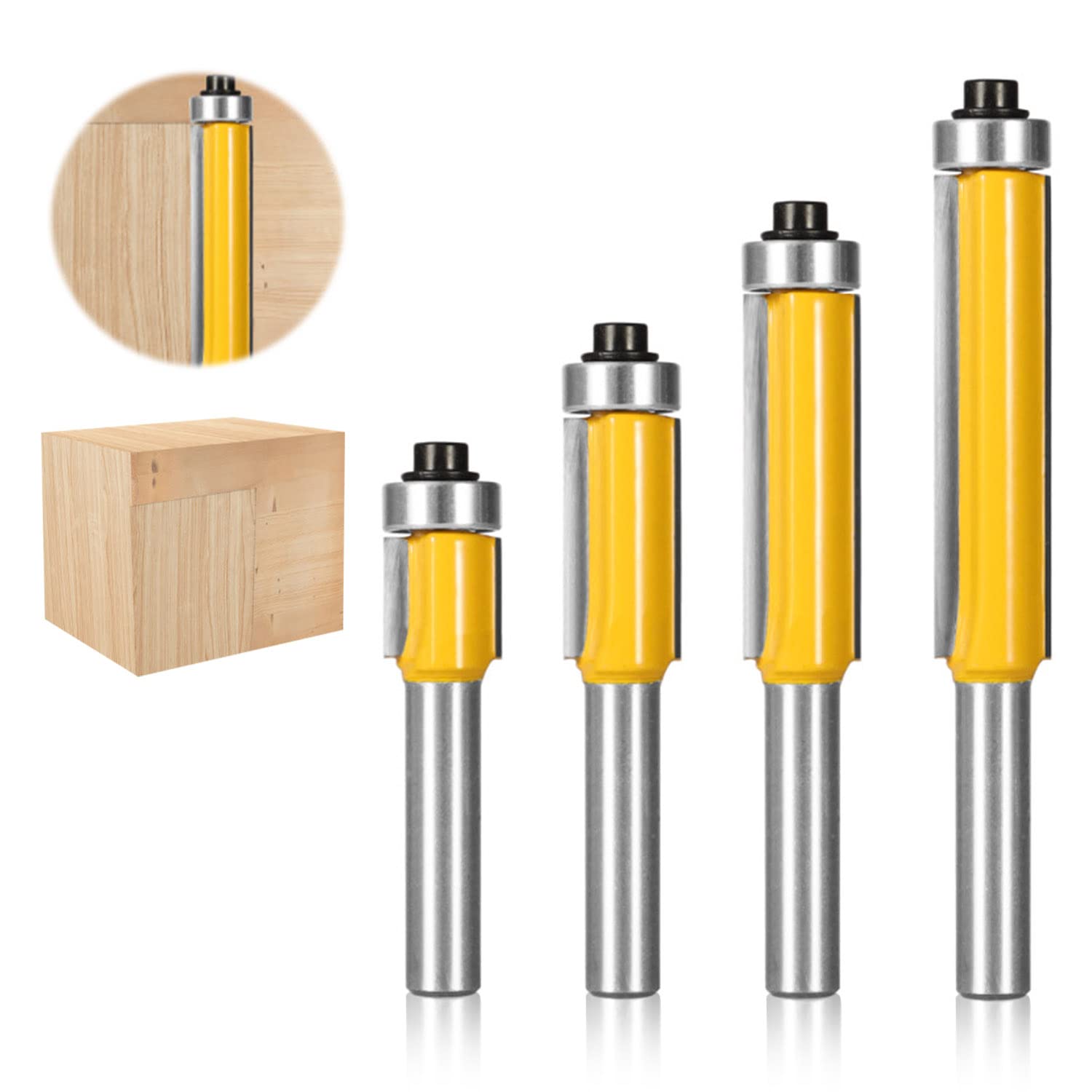 4 Stück 8-mm-schaft-kopierfräser, Fräser Mit Kugellager, Holzbearbeitung, Fräsen, Diy-holzbearbeitung, Bündiges Schneiden (4)