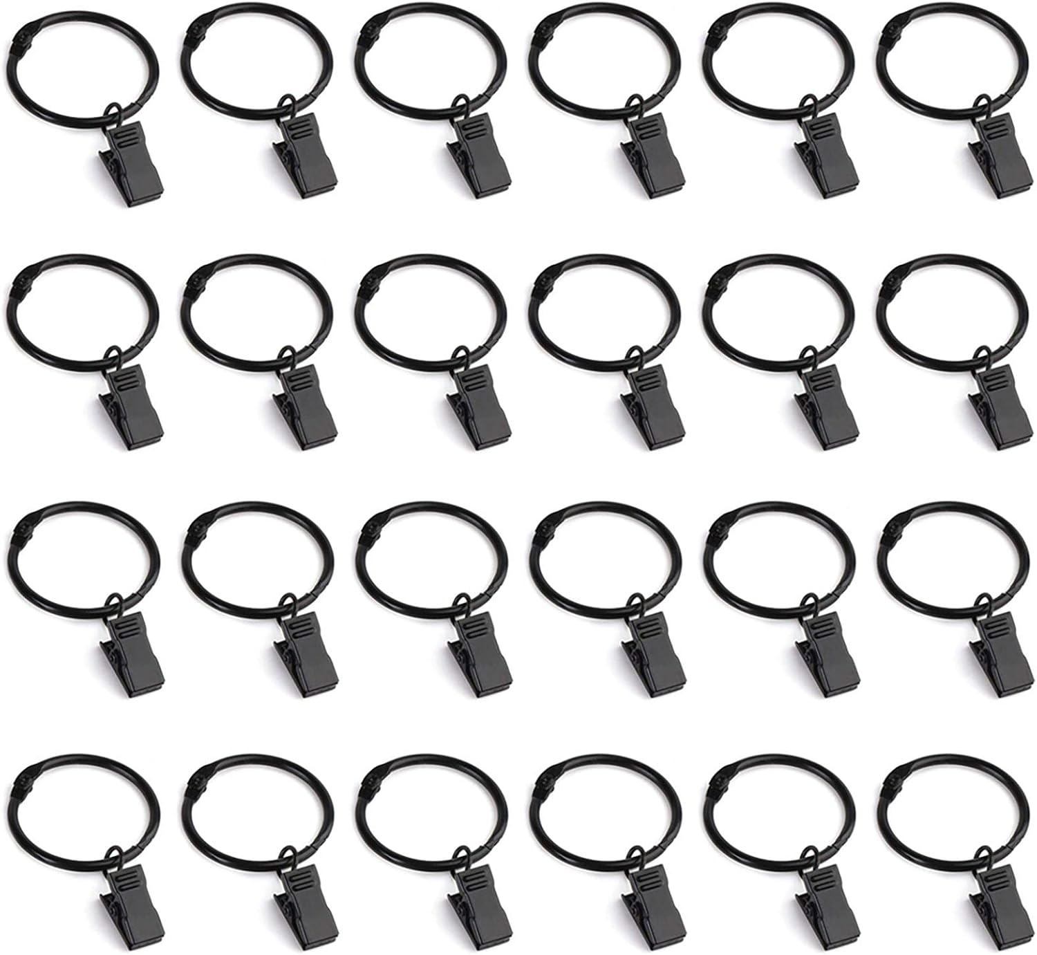 Gardinenclips, Gardinenringe, 50 Stück, Gardinenclips, Gardinenringe Mit Metallclips, Dekorative Gardinenhaken, 35 Mm Innendurchmesser – Schwarz