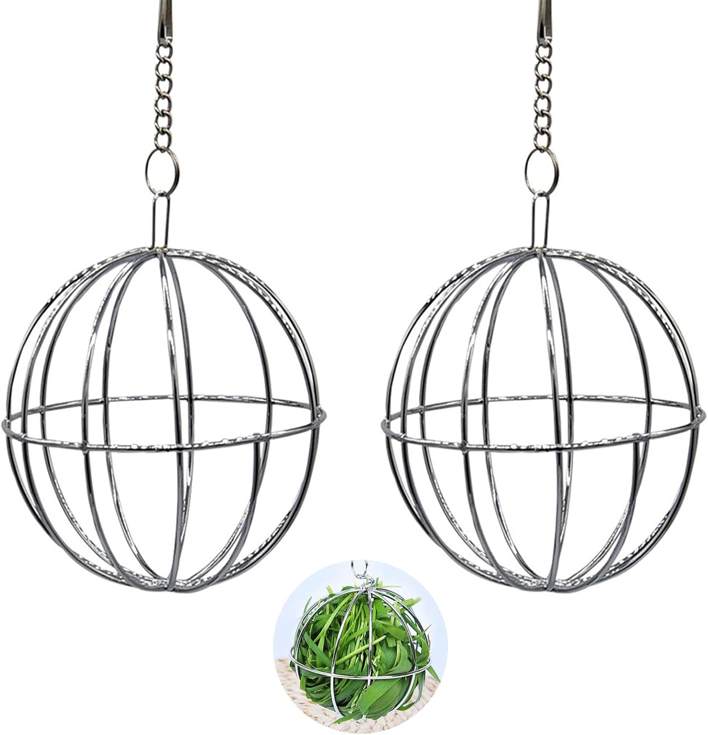 Heuballen Für Hamster, Futterkorb Mit Hängefunktion, Edelstahl-heuspender Für Hamster, Geeignet Für Kleintiere Wie Kaninchen, Hamster Und Chinchillas, 2 Stück