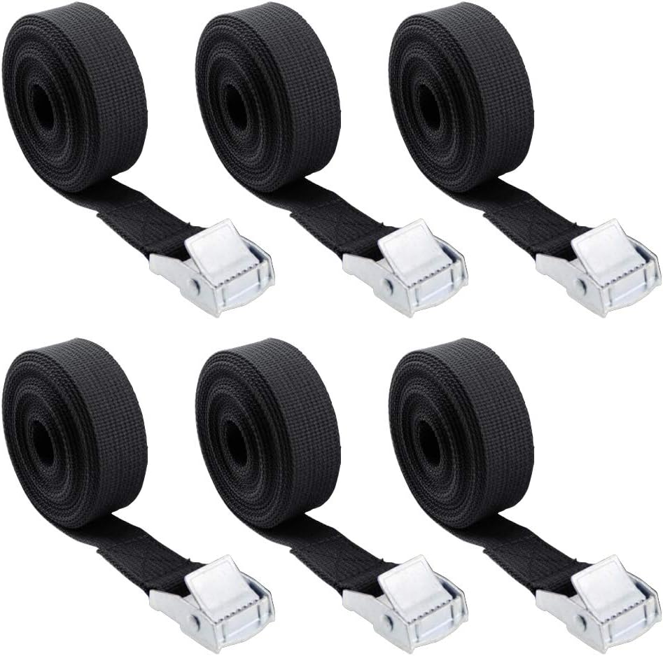 Klauengurt, Spanngurt, Sicherungsgurt Für Motorradtransporte, Lkw-spanngurt, Maximale Belastung 250 Kg, 6 Stück À 2,5 Cm X 5 M (schwarz)